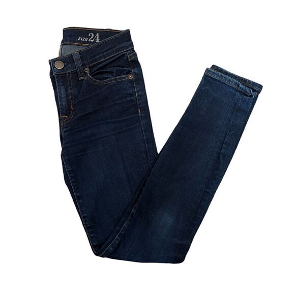 J CREW Toothpick Stretch Mid Rise Dark Wash Denim Jean 24 - Picture 1 of 11